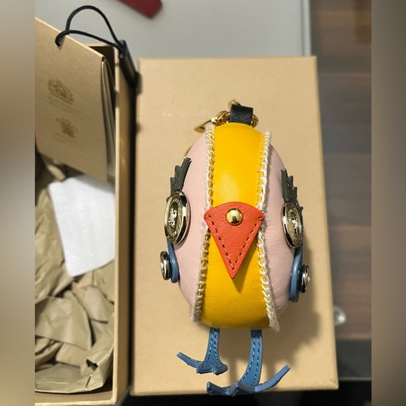 Burberry Colorful Bird Keychain with Gold Clip - Picture 2 of 3